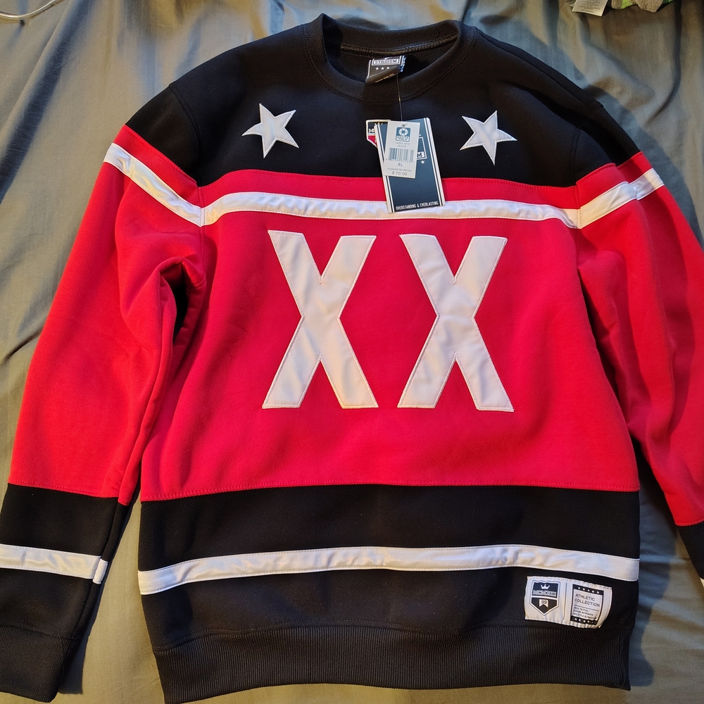 South Pole Black and Red Crewneck Sweater with Star Accents